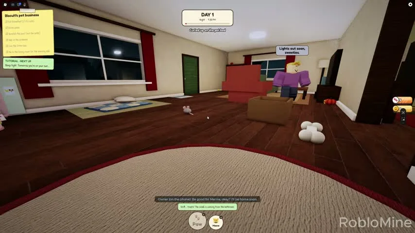 Mouse and bone toys in the living room